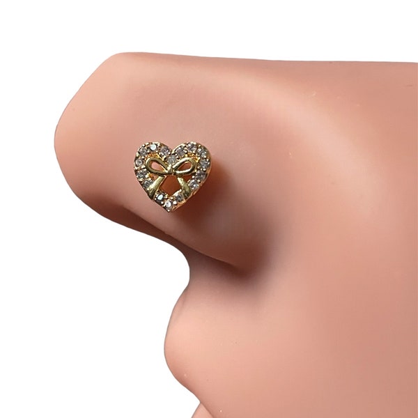 Heart Nose Ring | L-rod stud Nose Ring | Nose Studs | Stainless Steel