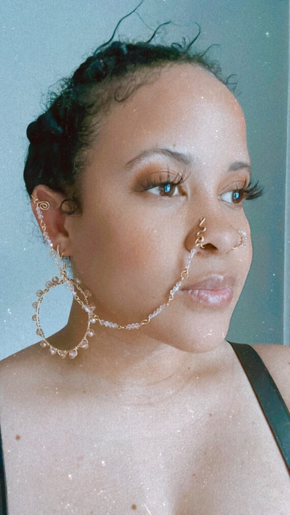 Nose to ear chain clip on deals