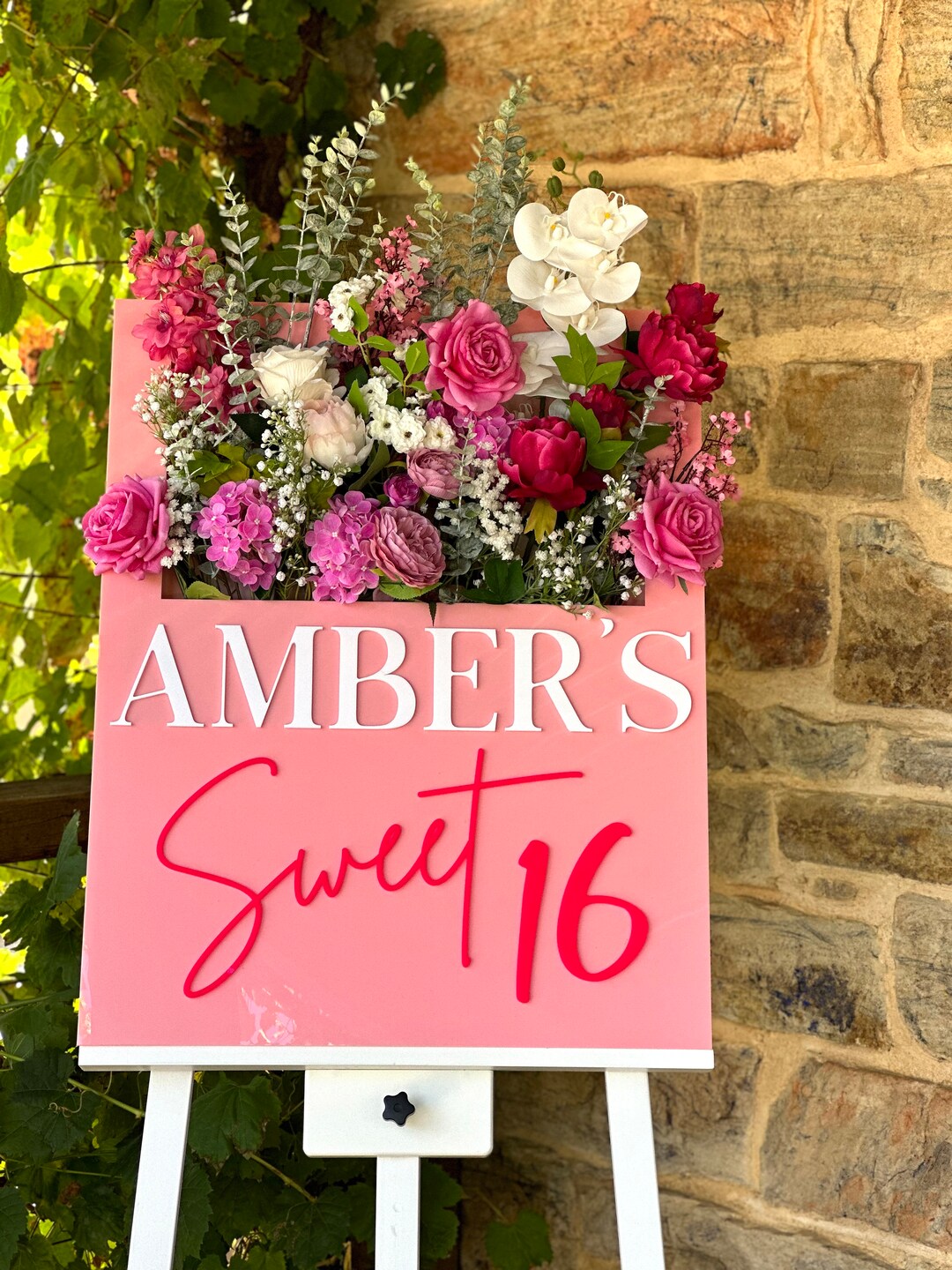 Personalized Floral Box Sign: Acrylic Event Decor - Etsy