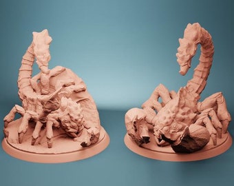 Lot De 5 Figurines Désert Monstre 28mm - Serpent, Scorpion, Scarabée, Lézard