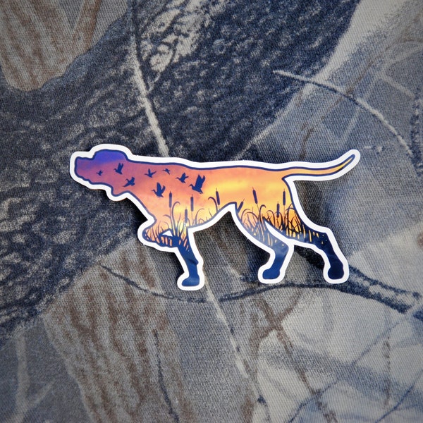 Hunting sticker, bird dog sticker, vinyl & waterproof, a perfect gift for him or anyone in your life who enjoys hunting