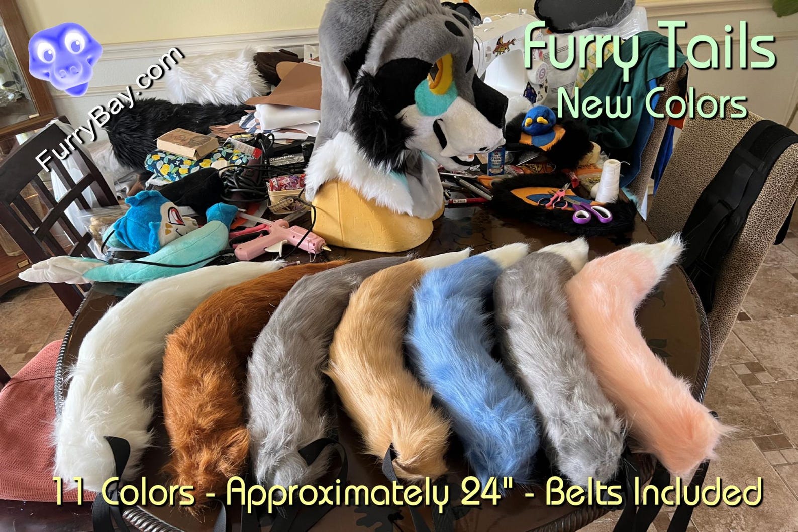 Furry Tails With Tips- 14 Colors - Approximately 24