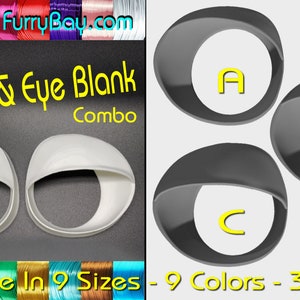 Pair of Follow Me Fursuit Eye Lid & Eye Blank Combo, Toony Variety , For Furries and Cosplay - DIY - FurryBay