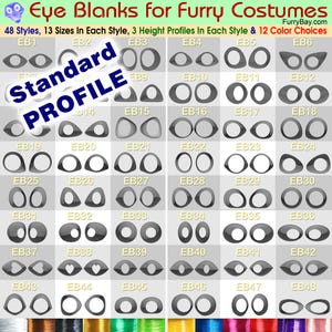 Ojos en blanco - 48 estilos - 2,5 cm de alto - 13 tamaños - 3 perfiles - 12 colores - Fursuiting - Furries - Cosplay - FurryBay