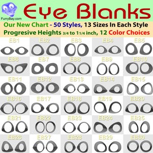 Eye Blanks - 48 Styles - Progressive Heights - 13 Sizes - 14 Colors - Fursuiting - Furries - Cosplay - FurryBay