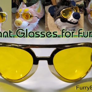Giant Glasses for Furrys - Gold Tinted 80s Style - fg-1