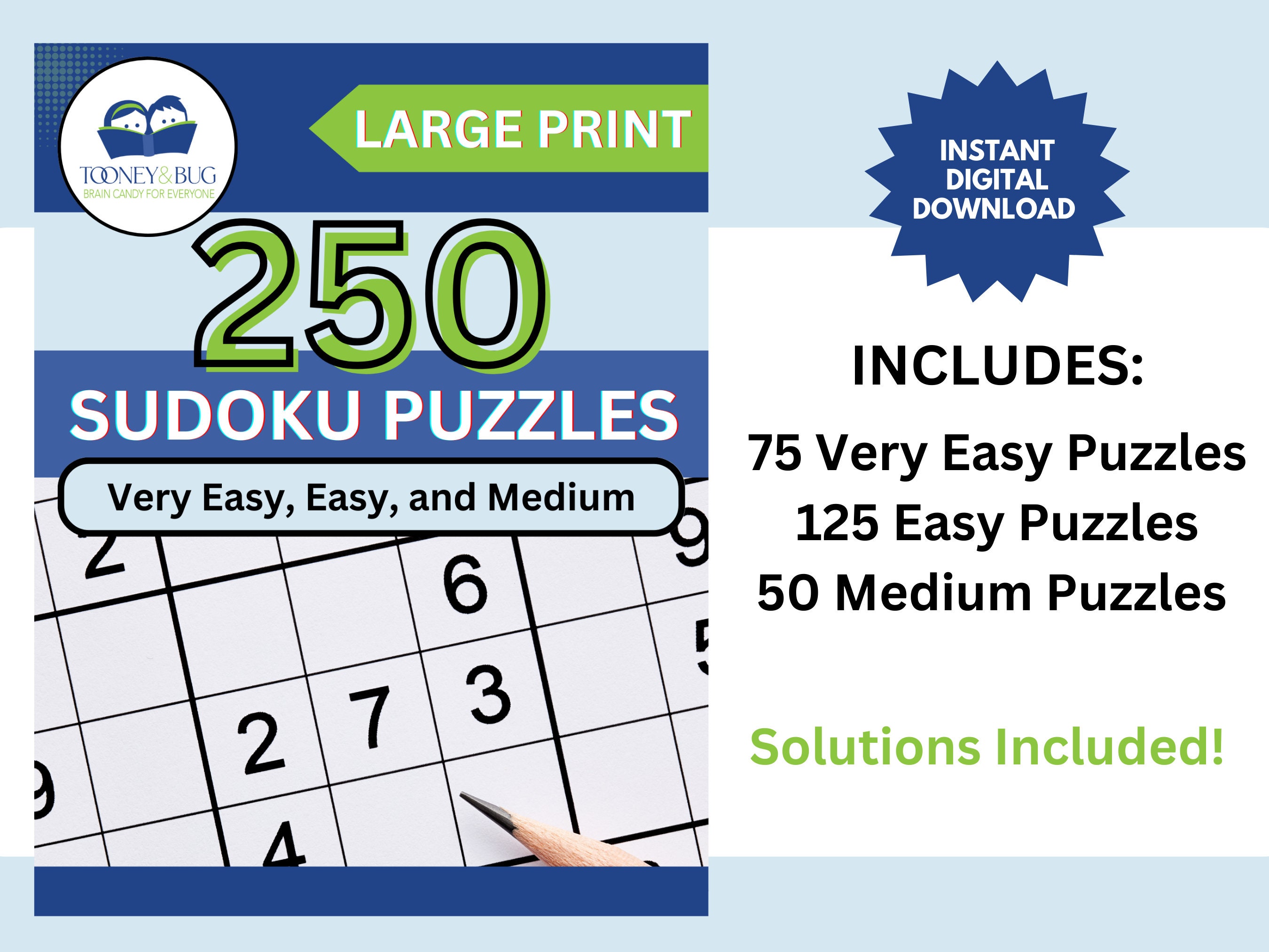 250 Sudoku Puzzles Printable Large Print Sudoku Very Easy, Easy ...