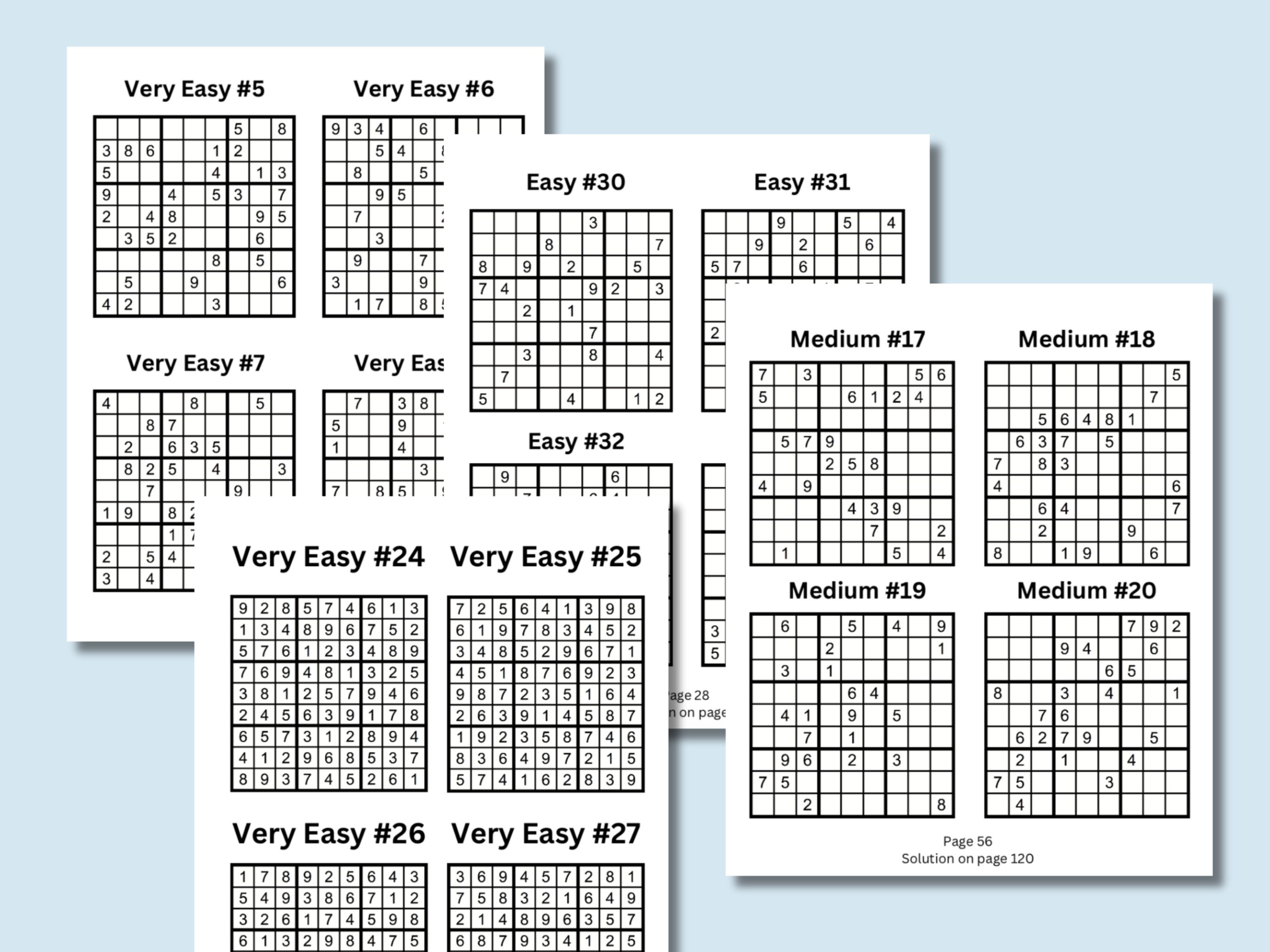 250 Sudoku Puzzles Printable Large Print Sudoku Very Easy, Easy ...