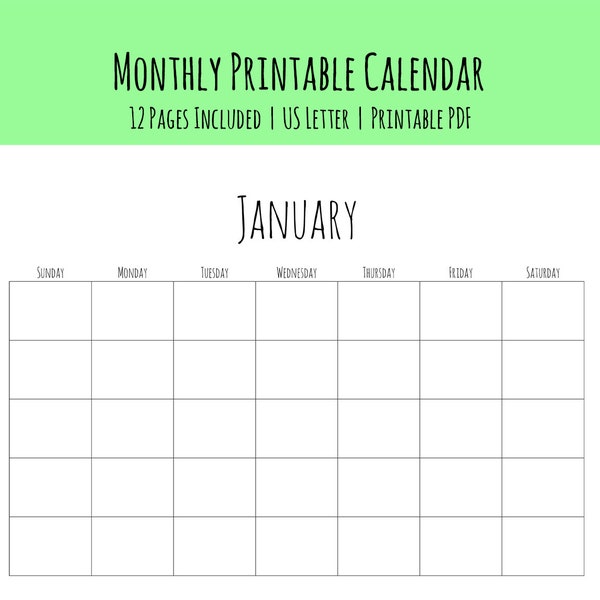 Blank Calendar Pdf - Etsy