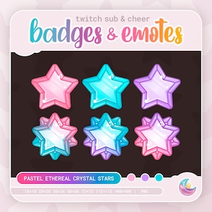 Pastel Ethereal Crystal Stars Bits & Sub Badges for Twitch