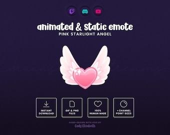 ピンクエンジェルアニメーションエモート：スターライト（Twitch & Discord対応）（デジタルファイル）