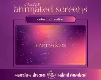 Animated Celestial Twitch Stream Screens | Astrology Theme | Stars & Moon | Dreamy Aesthetic