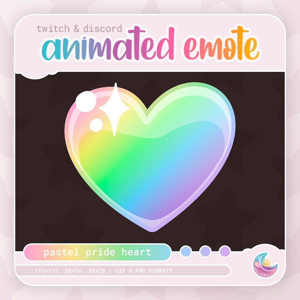 Animated Rainbow Heart Emote | Twitch & Discord | Pride | Pastel Aesthetic