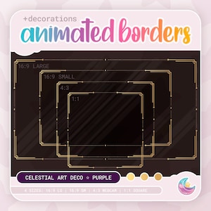 Animated Celestial Art Deco Twitch Borders: Star & Moon (Digital File)