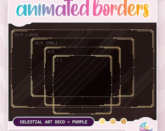 Animated Celestial Art Deco Twitch Borders: Star & Moon (Digital File)