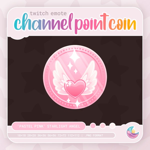 Channel Point Coin ⊹ Pink Pastel Starlight Angel ⊹ Emote for Twitch, Youtube, and Discord