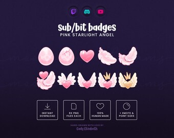パステルピンクエンジェルTwitchバッジ：スターライトマジカルガール（デジタルダウンロード）