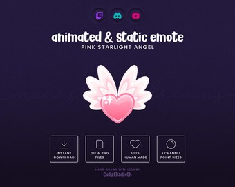ピンクエンジェルアニメーションエモート：魔法少女Twitch Discord（PNG＆GIF）