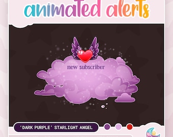Angel Wing Animated Stream Alerts: Purple Starlight Twitch Graphics