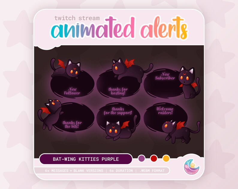 Bat Wing Kitty Animated Stream Alerts: Halloween Twitch Graphics (WEBM ...