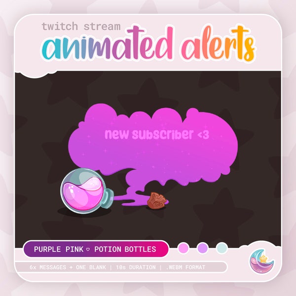 Animated Magic Potion Bottle Twitch Alerts ⊹ Dreamy Stream Setup