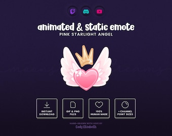 Twitch、Discord用ピンクスターライトエンジェルアニメーションエモート（デジタルダウンロード）