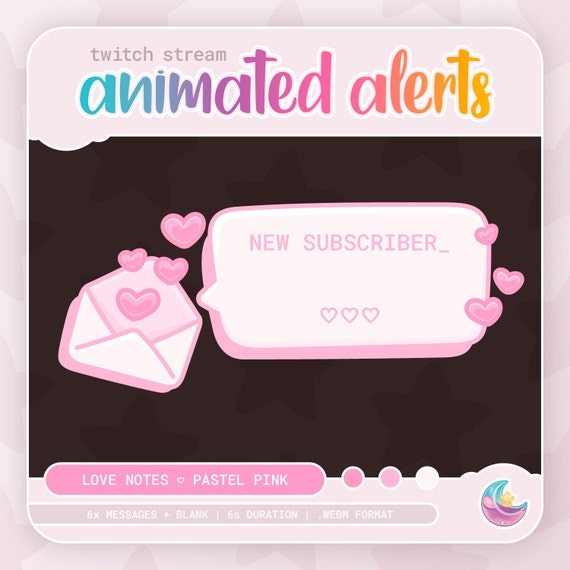 Pink Love Note Animated Stream Alerts for Twitch (WEBM)
