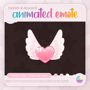 Emote animata Angelo Starlight rosa pastello per Twitch e Discord ⊹ Estetica della ragazza magica