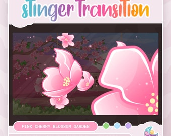 Sakura Blossom Stinger Übergang: Rosa Kirschblüten Gartenmotiv