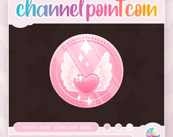 チャンネルポイントコイン ⊹ ピンクパステルスターライトエンジェル ⊹ Twitch、YouTube、Discord用エモート