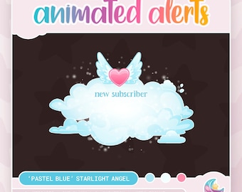 Angel Wing Animated Stream Alerts: Pastel Blue Twitch Graphics