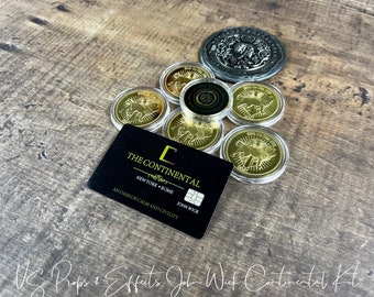 John Wick Continental Kit- Includes Continental Coin and Card Kit, John Wick props, Continental Props