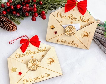 Enveloppe en bois pour liste de cadeau ou lettre au père Noël