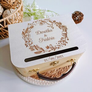 Personalized wooden urn WEDDING - Celebration suitcase