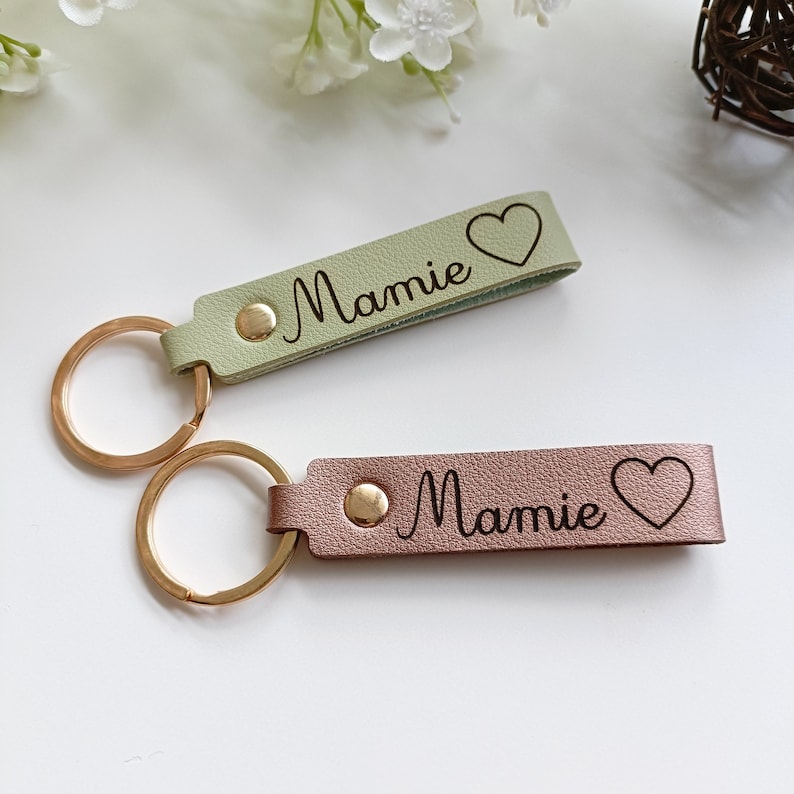 Personalized leather key ring Birthday gift, Mother's Day, grandmothers, fathers, grandfathers, mistress, atsem image 5