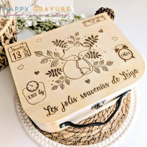Maleta de nacimiento de madera personalizada - recuerdo del bebé, regalo de nacimiento