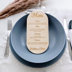 Menu personnalisé en bois V1 - Mariage, Baptême, Anniversaire