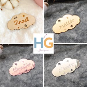 Marque place personnalisé en bois ou plexi Nuage – Mariage, Baptême, Anniversaire