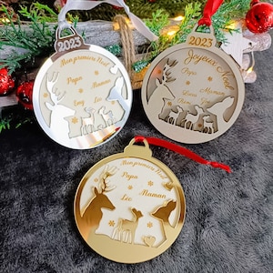 Personalized Christmas bauble - Deer, doe, fawn family