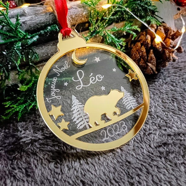 Boule de Noël personnalisée Ourson en Plexi