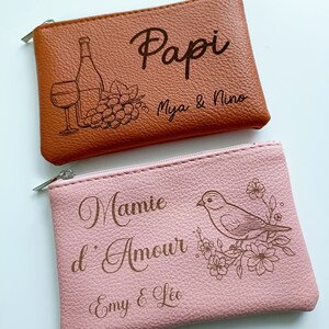 Porte monnaie en cuir personnalisé Cadeau anniversaire, fête des mères, grands-mères, pères, grands-pères, maitresse, atsem 画像 3