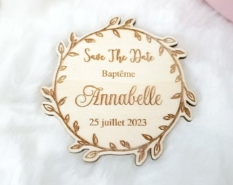 Magnet Ad Baptism Save the Date personalized wooden