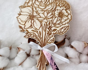 Bouquet de Fleur personnalisé en bois - Saint Valentin - Fête des mères, grands-mères - Maitresse – Bouquet 2