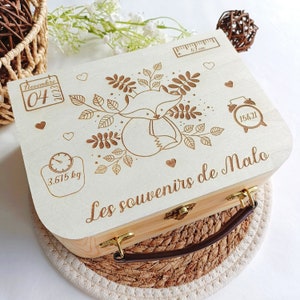 Valise naissance personnalisée en bois - souvenir bébé, cadeau naissance, maternité