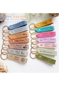 Personalized leather keychain - Birthday gift, Mother's Day, grandmothers, fathers, grandfathers, teacher, atsem product logo