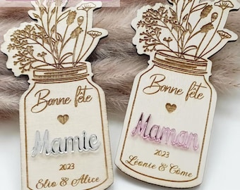 Personalized wooden floral vase magnet - Birthday - Mother's Day, Grandmothers, Gift for mom, aunt, nanny