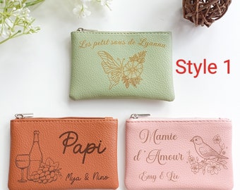 Porte-cartes Simili Cuir 'Mamie D'amour' - 3 Compartiments Cartes + 1 Pour Billets, 13,5x9 Cm