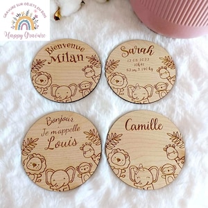 Announcement card or personalized wooden birth announcement