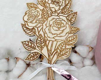 Bouquet de Fleur personnalisé en bois - Saint Valentin - Fête des mères, grands-mères - Maitresse – Bouquet 1