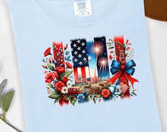 Ladies 4th of July Tshirt, Red, White and Blue TShirt, T-Shirt, Red, White and Blue T-Shirt, Patriotic T-Shirt, America T-Shirt